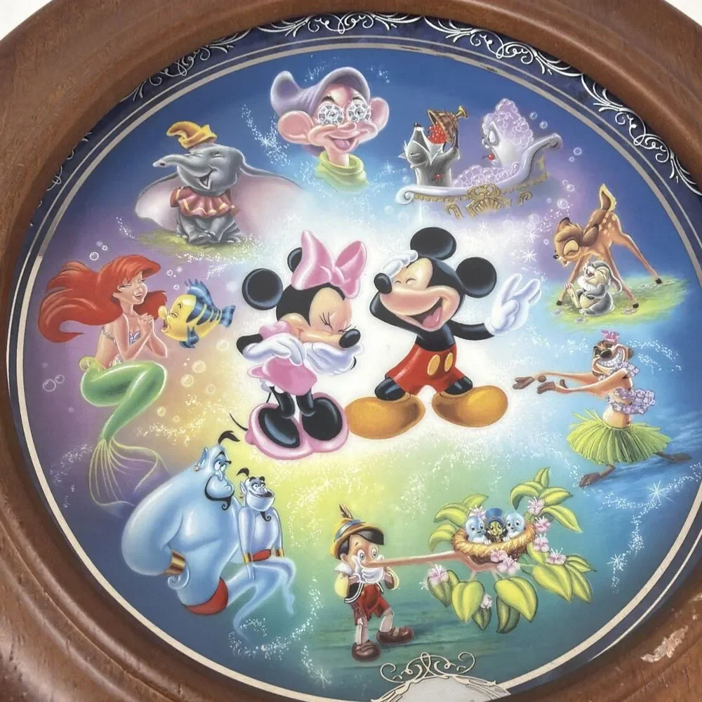Bradford Collection Plates Disney Magical Moments Lot Of 3 Wood Frames & Papers